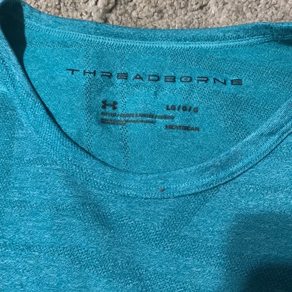 Men’s 3/4 sleeve Teal Under Armor thread borne shirt, size L - Picture 3 of 3